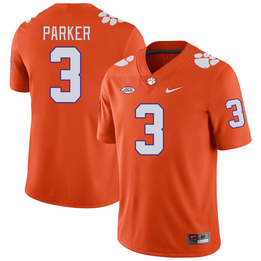 Men #3 T.J. Parker Clemson Tigers College Football Jerseys Stitched-Orange